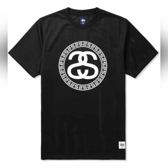 Stüssy Black Mesh SS T-Shirt L  22" - Picture 3 of 6